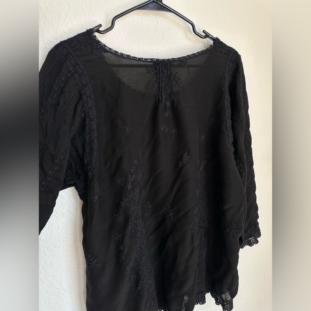 Johnny Was Embroidered Crochet-Trim floral Tunic Dress XL bohemian - Picture 10 of 13